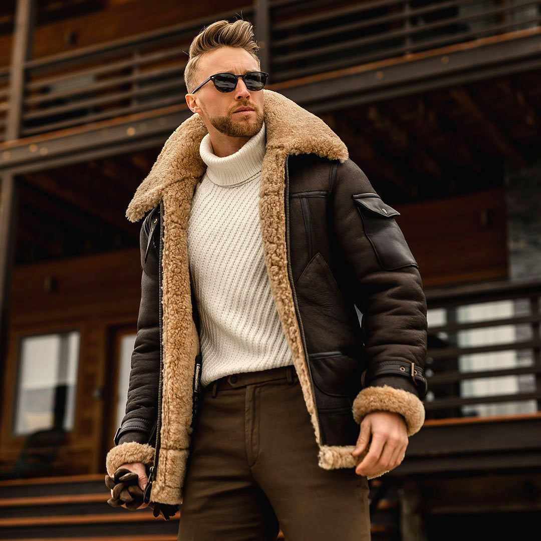 Men's Winter Military Fleece Jacket Fur Collar Tactical Coat