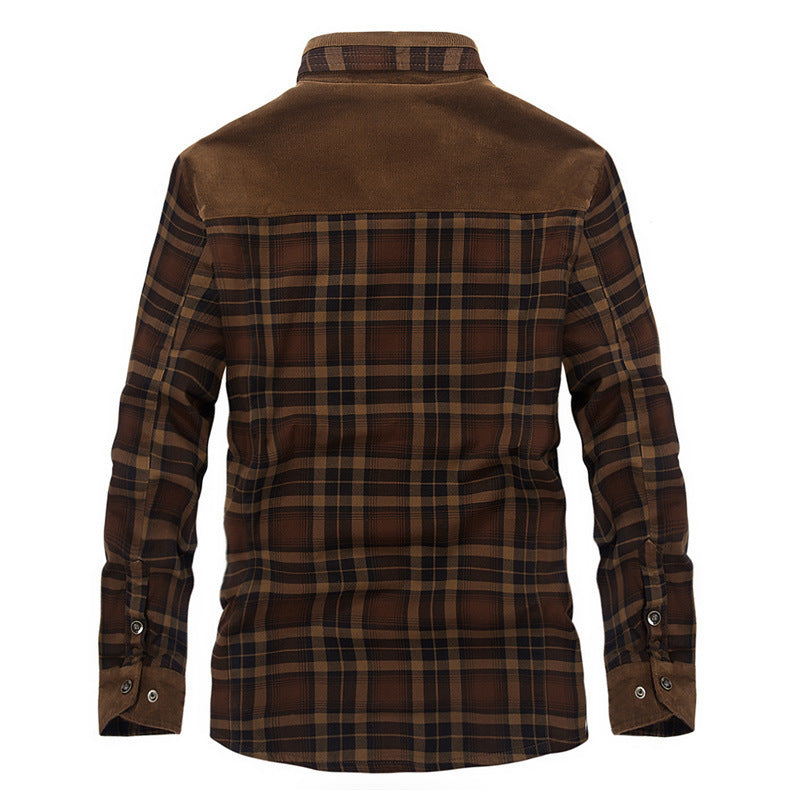 Men's Winter Warm Fleece Plaid Military Jacket