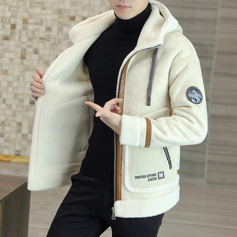 Men's Fashion Warm Lambswool Fur Coat
