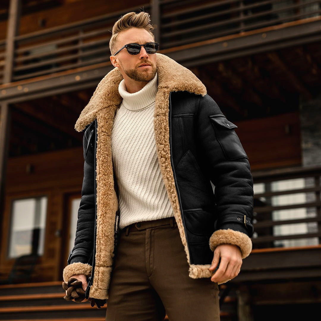Men's Winter Military Fleece Jacket Fur Collar Tactical Coat