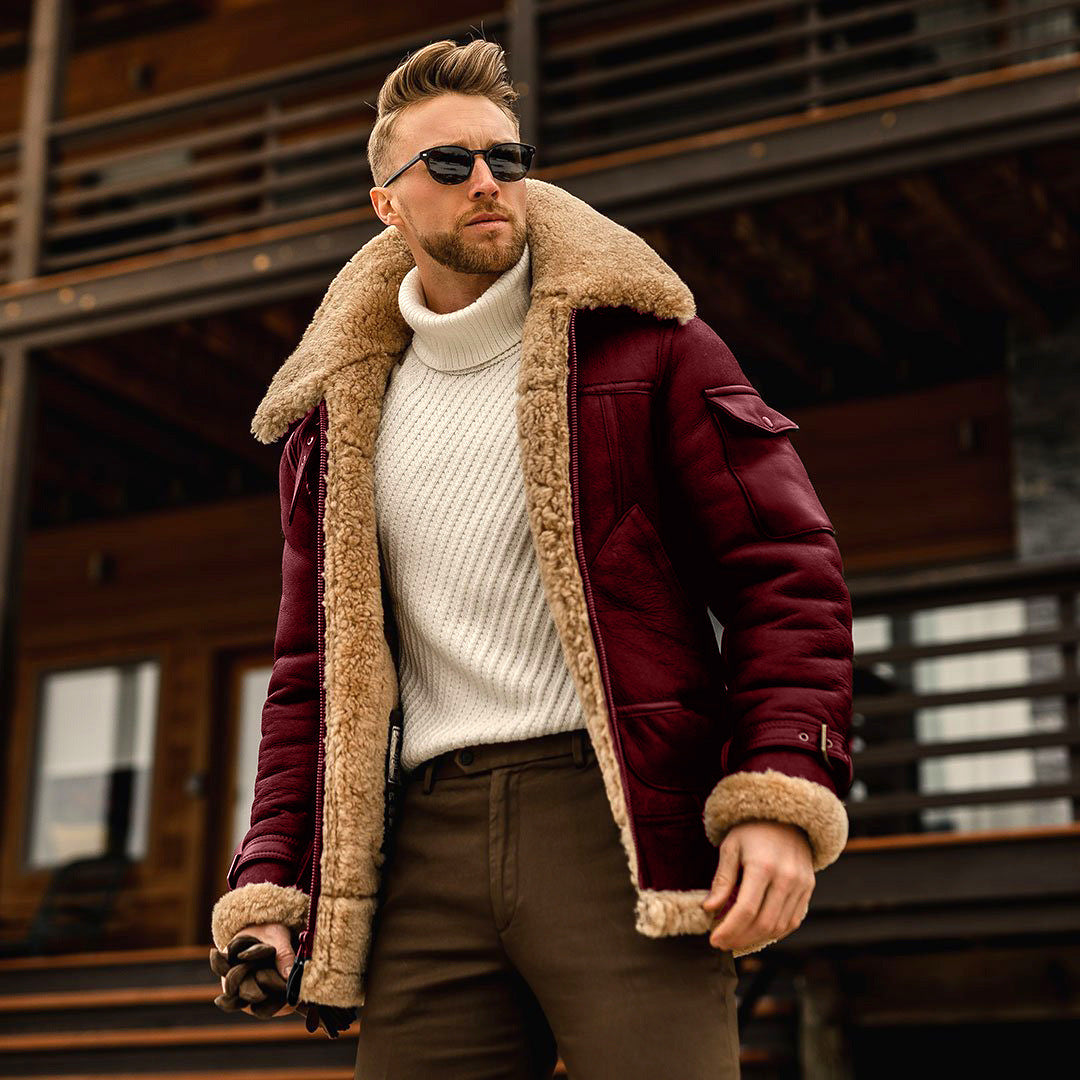 Men's Winter Military Fleece Jacket Fur Collar Tactical Coat