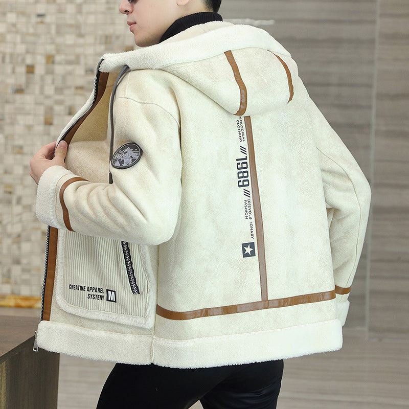 Men's Fashion Warm Lambswool Fur Coat