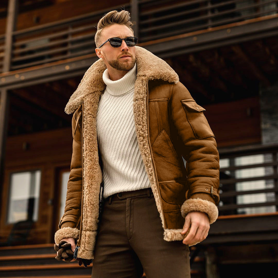 Men's Winter Military Fleece Jacket Fur Collar Tactical Coat