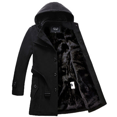 A coat that is thick and warm, thick in its construction