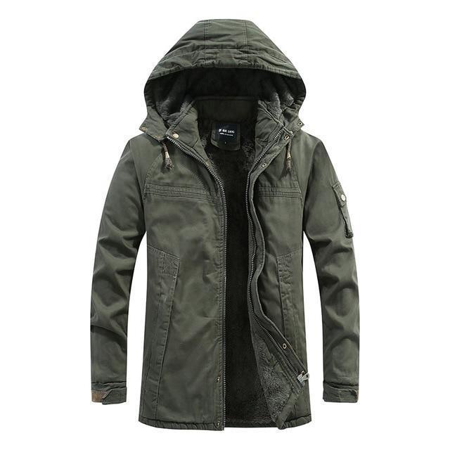 Hooded warm coat. A warm coat featuring a hood.