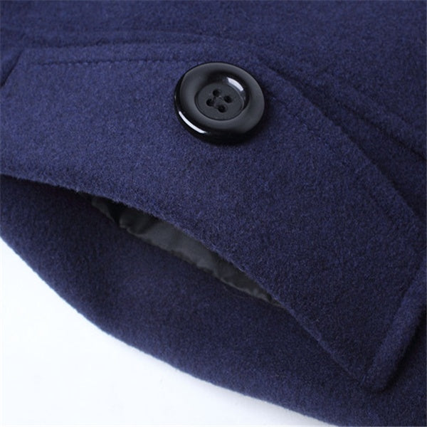 A coat that is thick and warm, thick in its construction