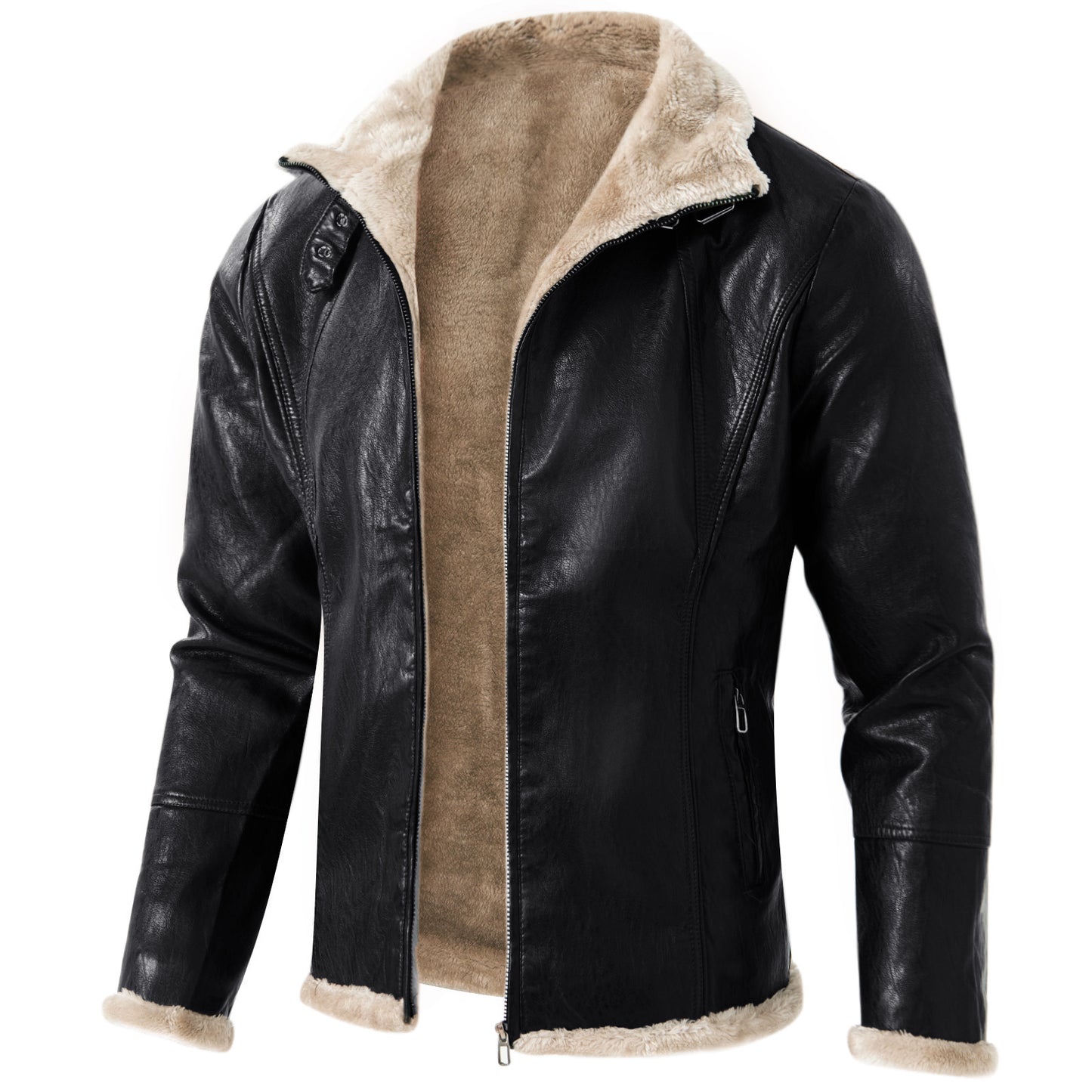 PU Leather Men's jacket Winter Warm