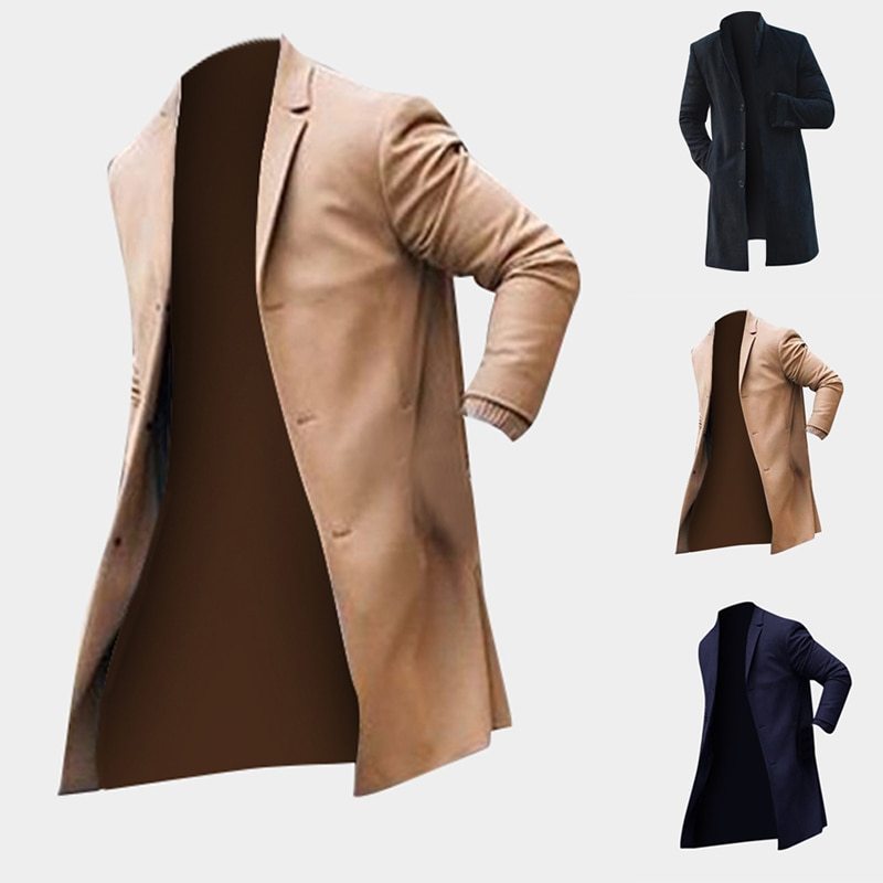 Men's Winter Trench Coat Khaki/Black