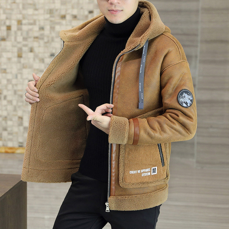 Men's Fashion Warm Lambswool Fur Coat