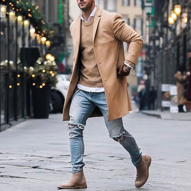 Men's Winter Trench Coat Khaki/Black