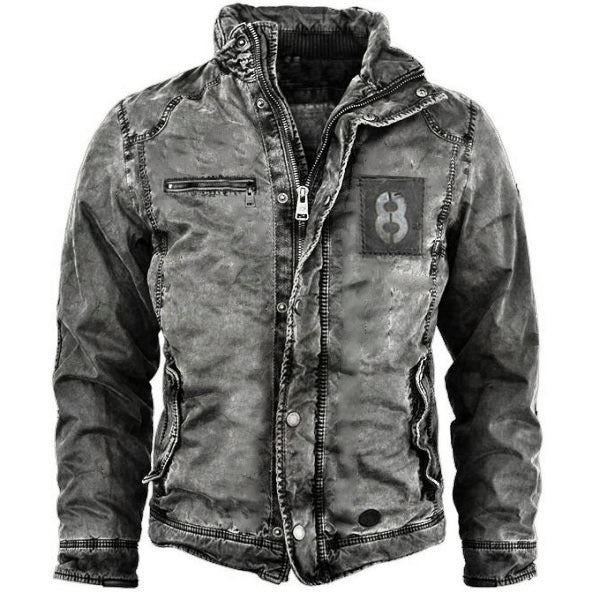 Military Jacket Coat Stand Collar Youth Washed Outside Wear