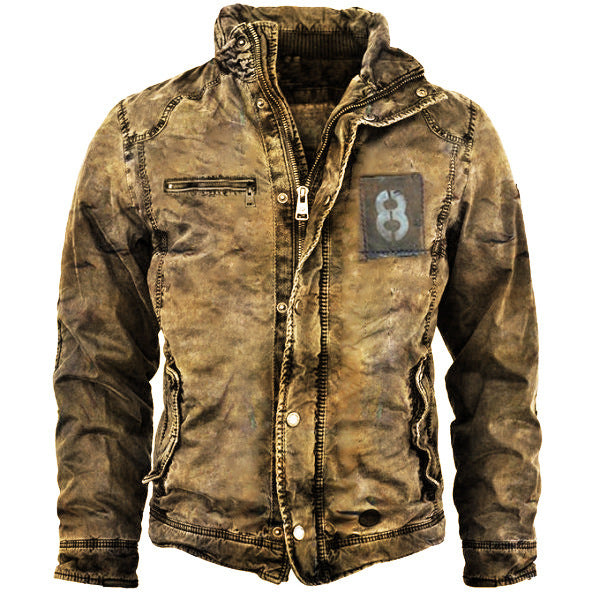Military Jacket Coat Stand Collar Youth Washed Outside Wear