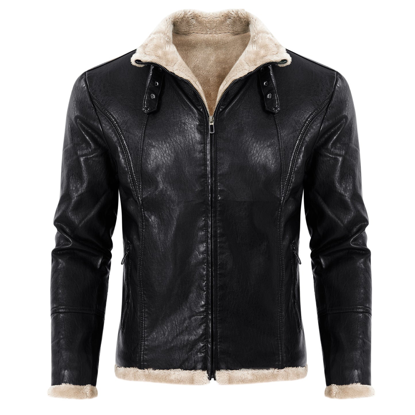 PU Leather Men's jacket Winter Warm