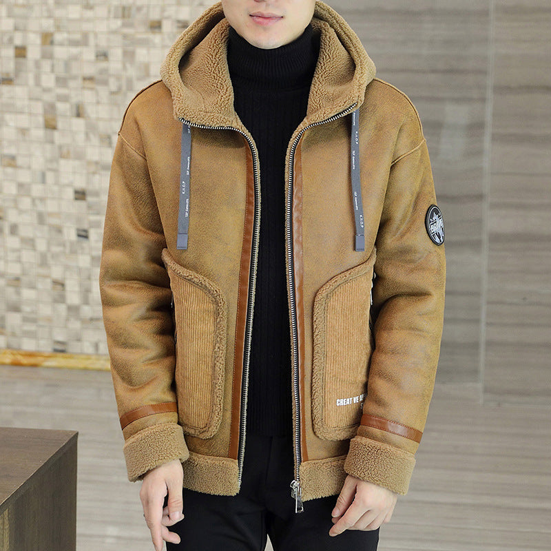 Men's Fashion Warm Lambswool Fur Coat