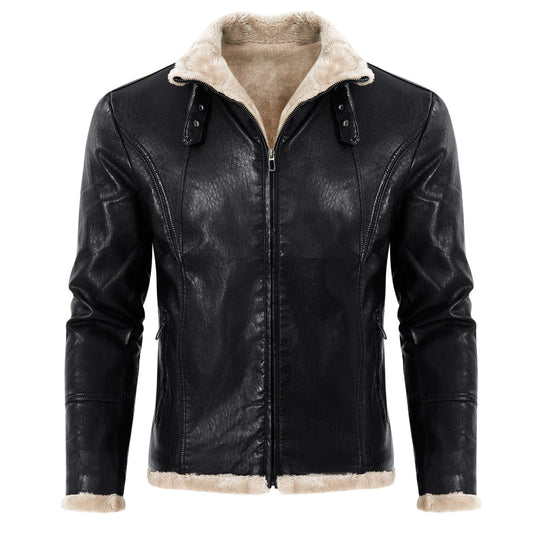 PU Leather Men's jacket Winter Warm