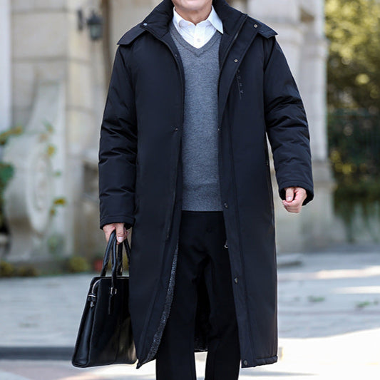 Cashmere Warm Men's Long Cotton Padded Jacket Above The Knee