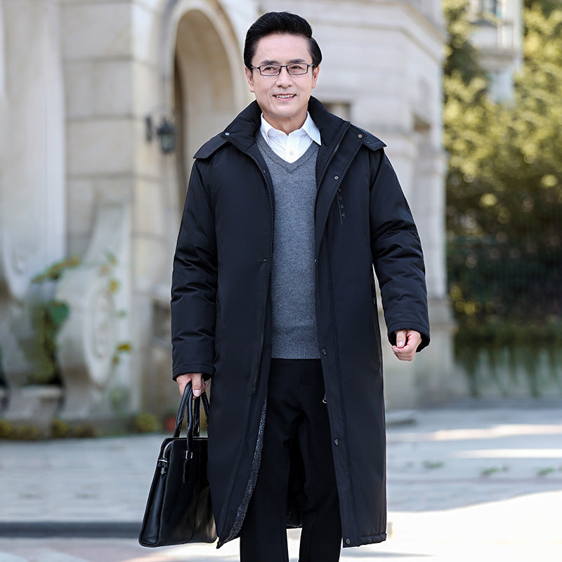 Cashmere Warm Men's Long Cotton Padded Jacket Above The Knee