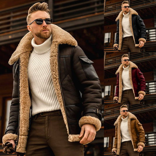 Men's Winter Military Fleece Jacket Fur Collar Tactical Coat