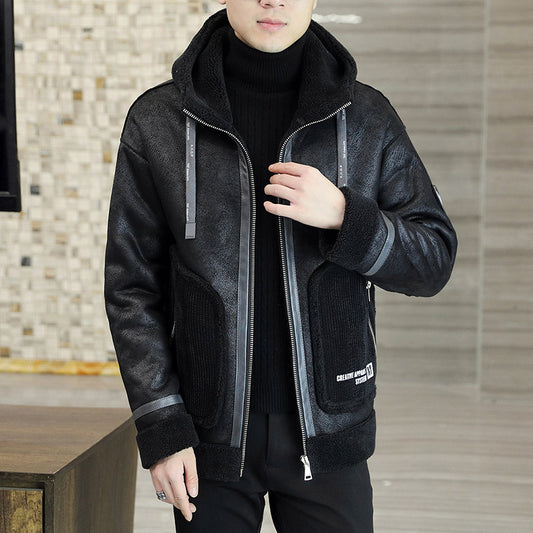 Men's Fashion Warm Lambswool Fur Coat